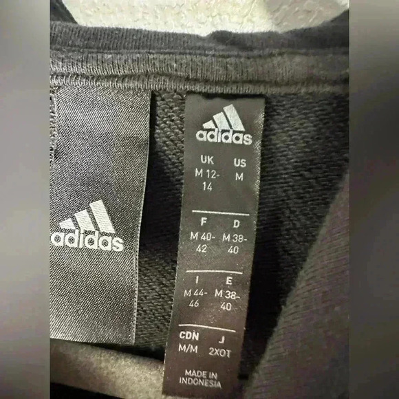 207. Adidas Black Stripped Cropped Hoodie size medium - Picture 5 of 6